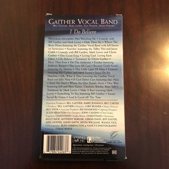 Gaither Gospel Band I Do Believe VHS, Vintage,‎ 2001 - Picture 4 of 4